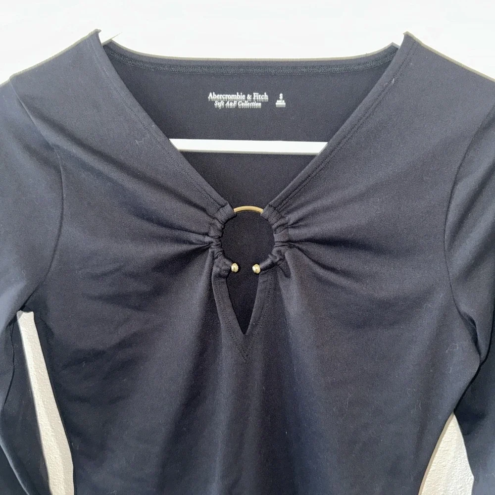 Ambercombie And Fitch Top‎ Bodysuit Long Sleeve Black Size S